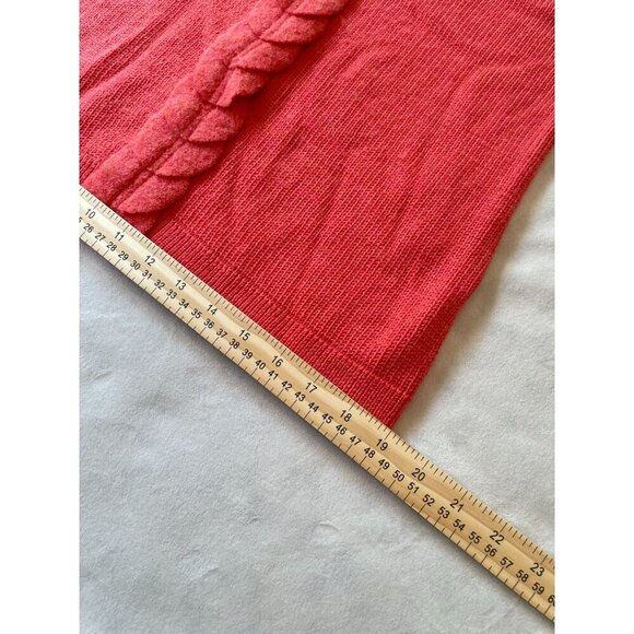 Anthropologie Moth Women's Coral Orange Wool Sweater With Leaf Appliqué Trim Y2K - Picture 11 of 11